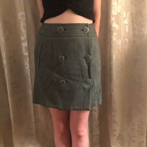 Green, grey and black tweed skirt